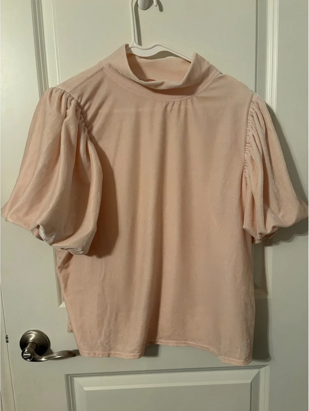 Free People XL Pink Velvet Puff Sleeve Top